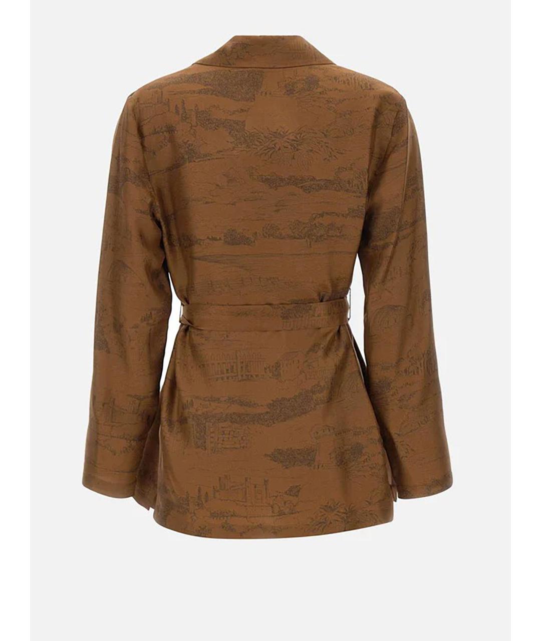 MAX MARA STUDIO Коричневая шелковая рубашка, фото 5