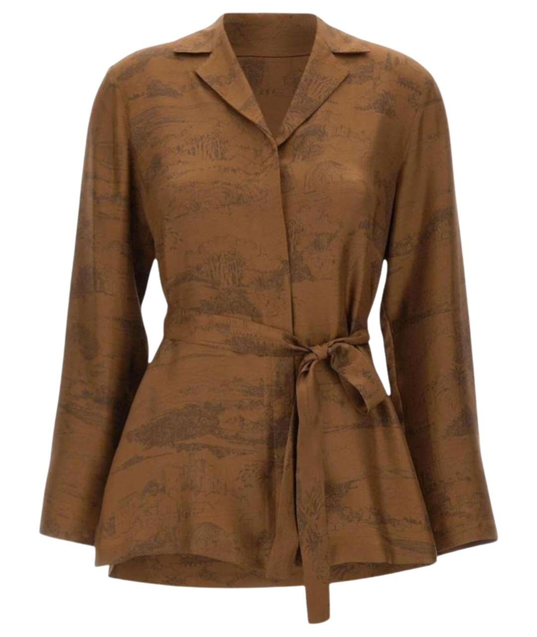 MAX MARA STUDIO Коричневая шелковая рубашка, фото 1
