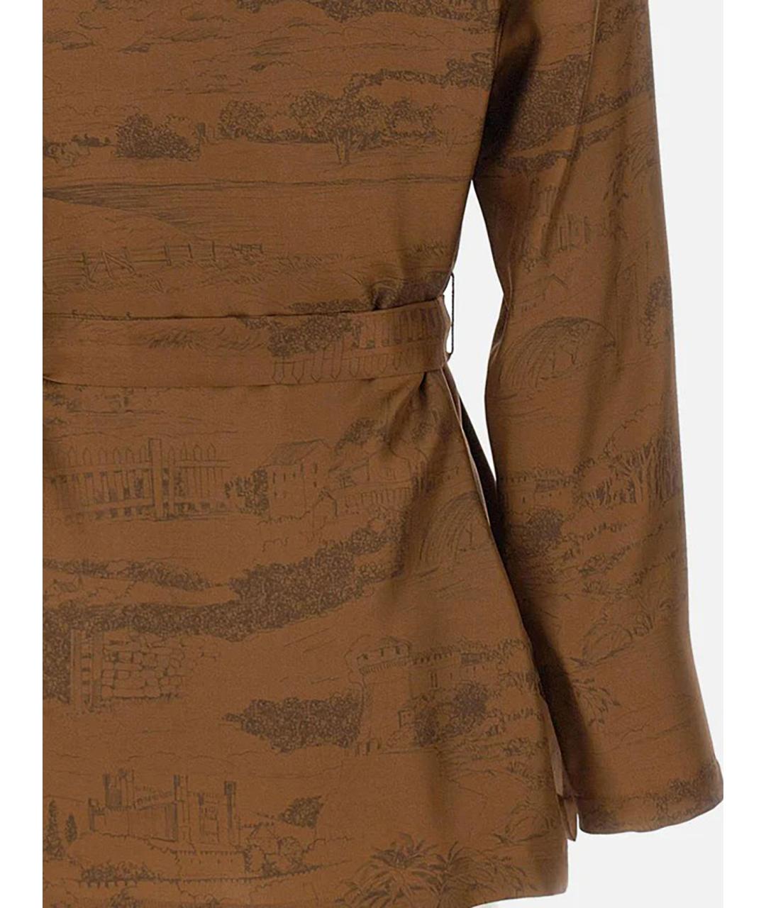 MAX MARA STUDIO Коричневая шелковая рубашка, фото 4