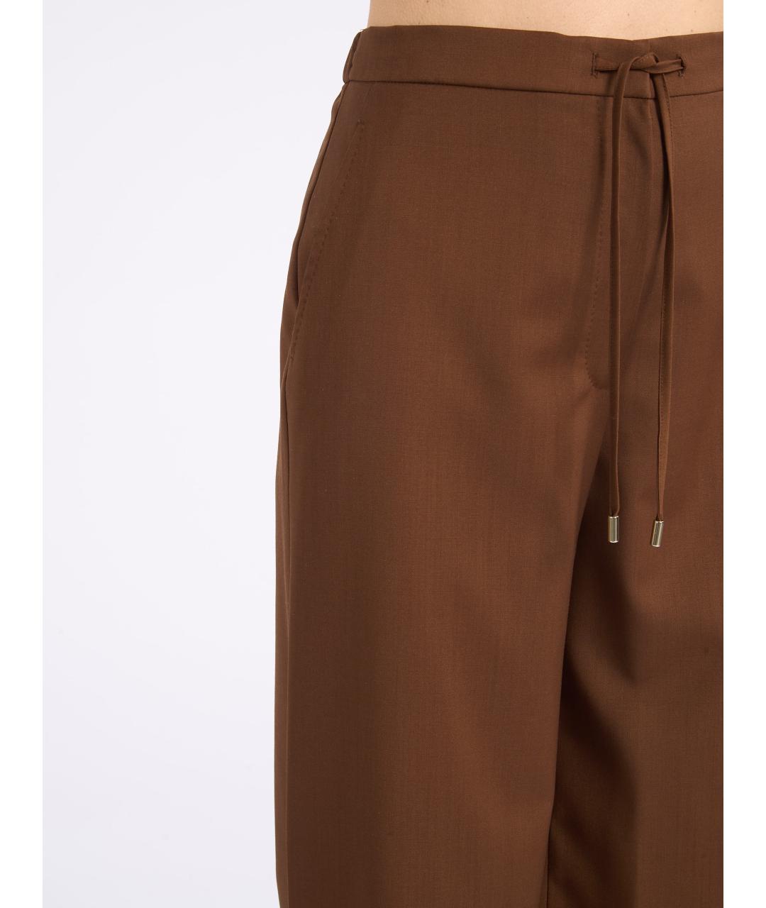 MAX MARA STUDIO Коричневые шерстяные брюки широкие, фото 4