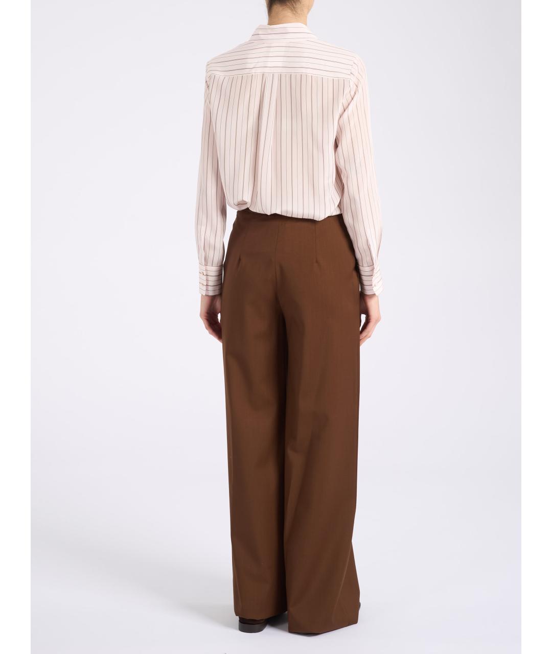 MAX MARA STUDIO Коричневые шерстяные брюки широкие, фото 3