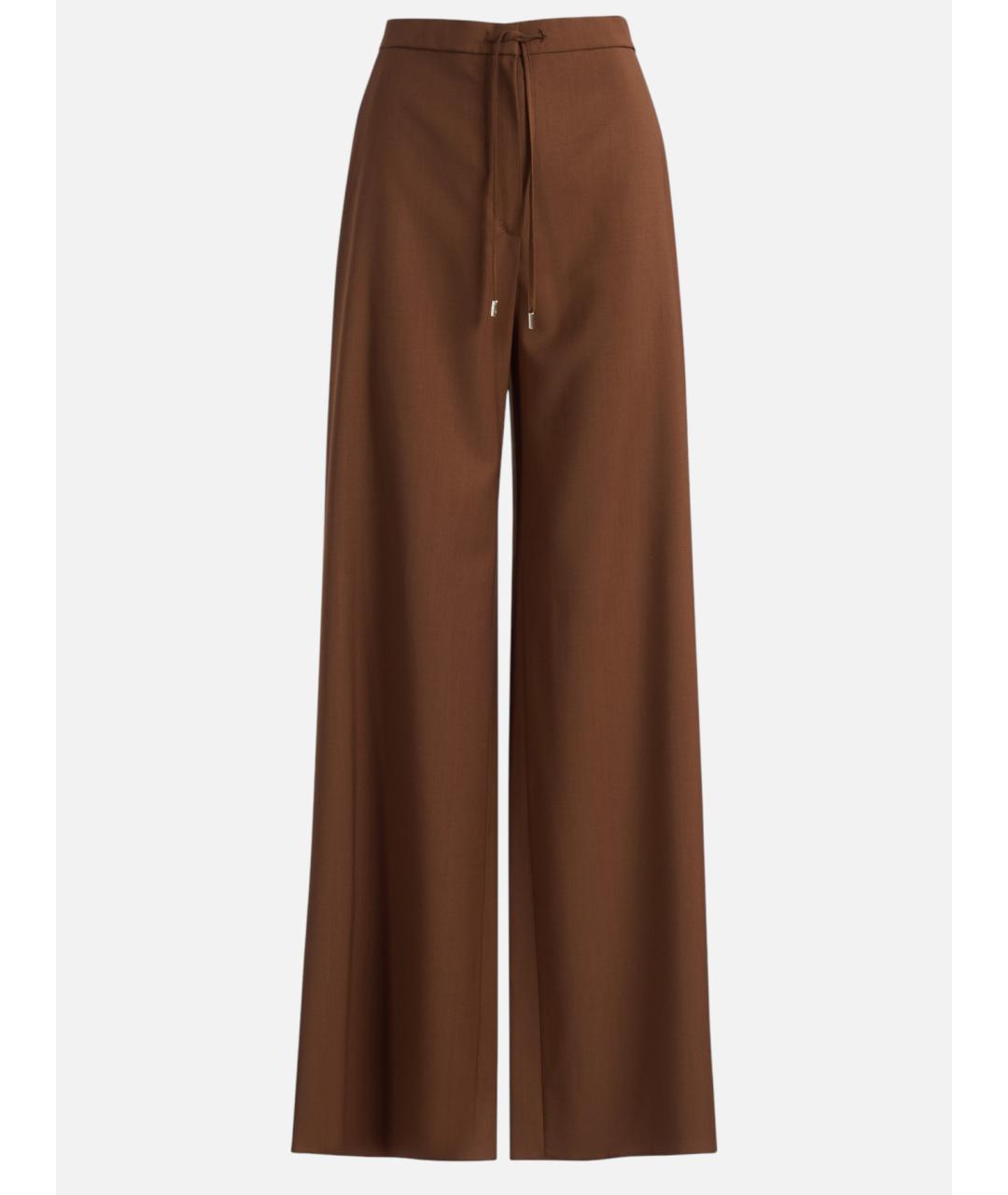 MAX MARA STUDIO Коричневые шерстяные брюки широкие, фото 5