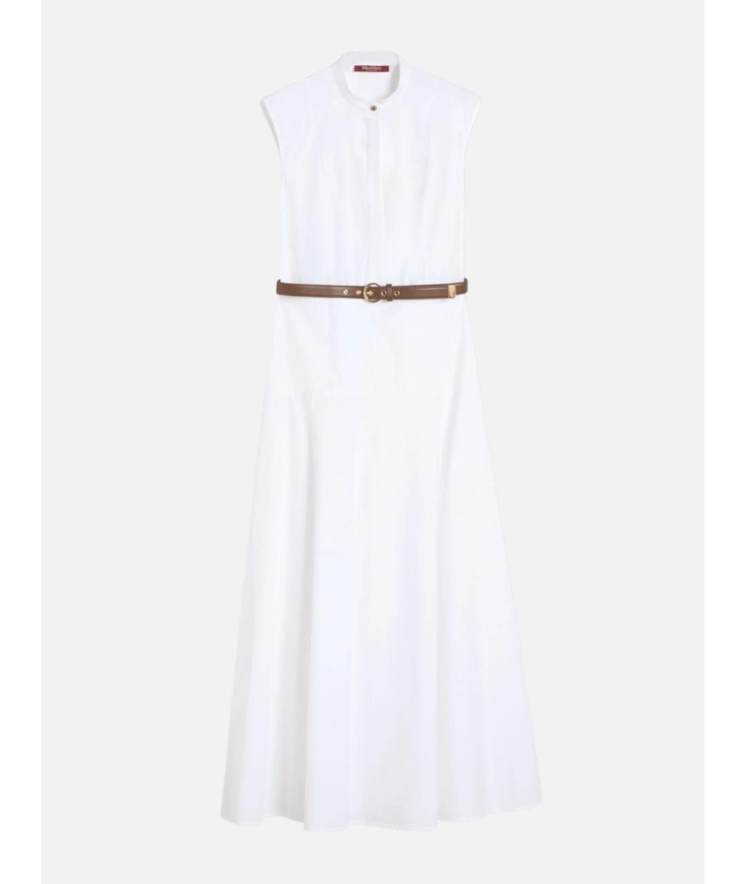 MAX MARA STUDIO Белое хлопковое повседневное платье, фото 5
