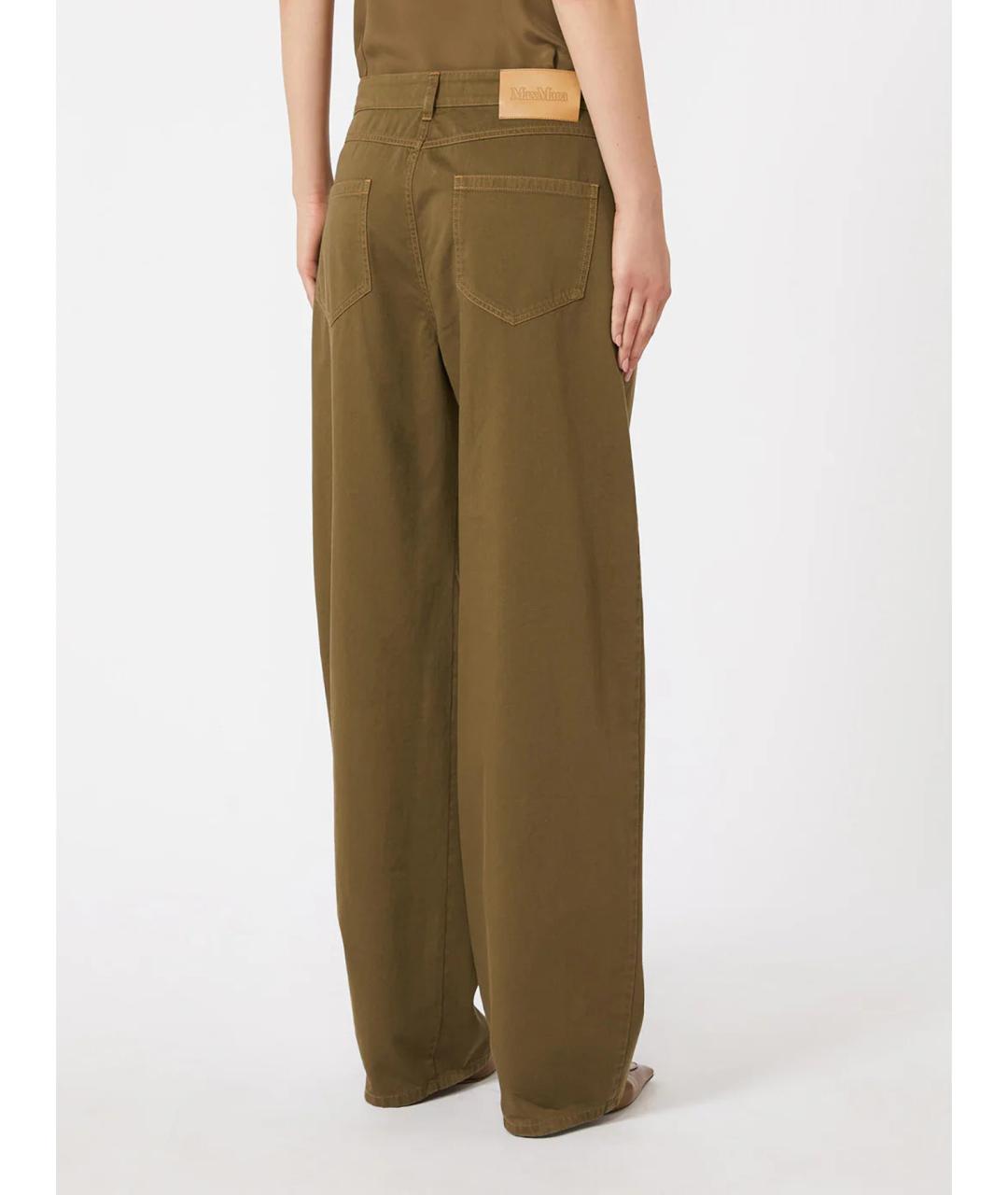 MAX MARA STUDIO Коричневые хлопковые брюки широкие, фото 2