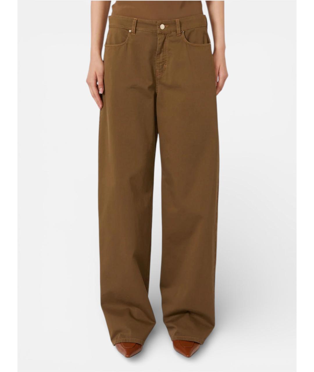 MAX MARA STUDIO Коричневые хлопковые брюки широкие, фото 4