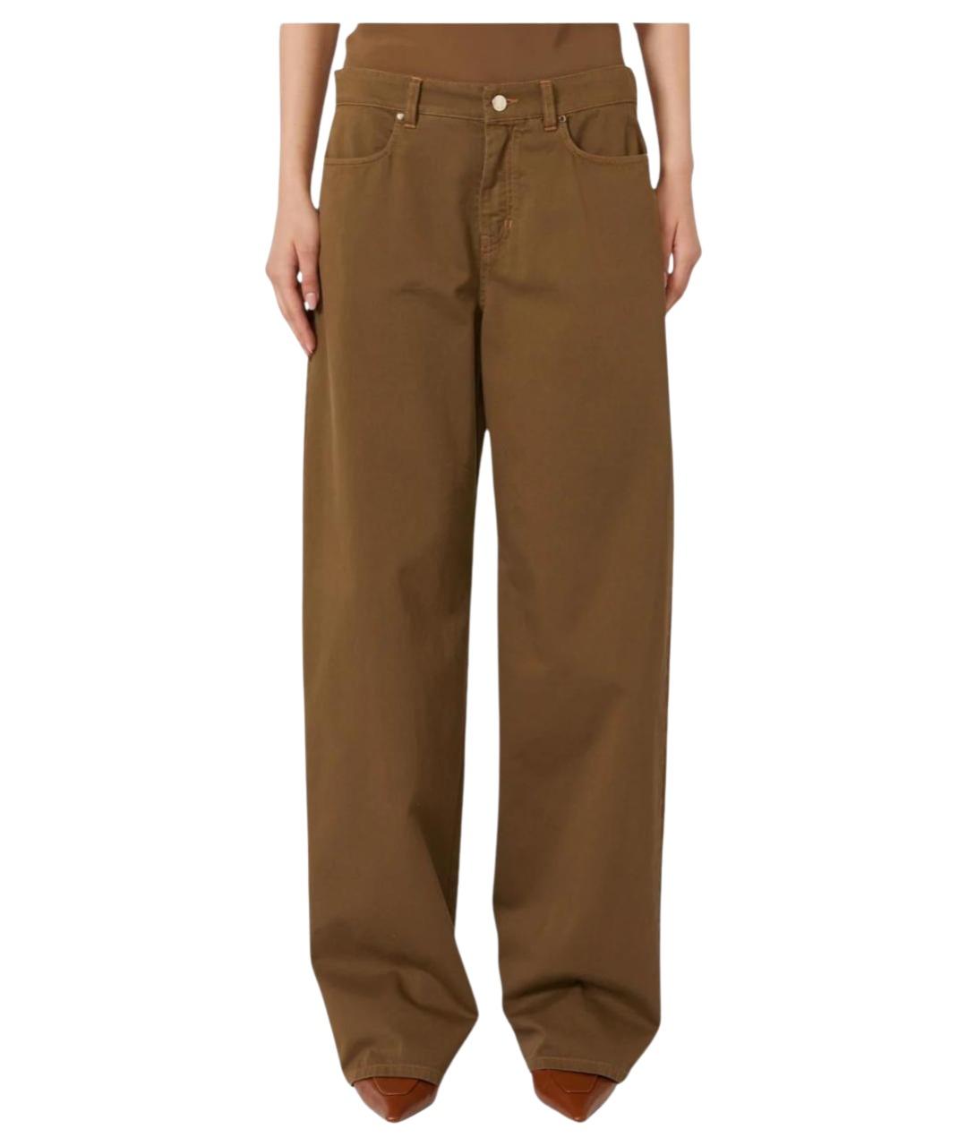 MAX MARA STUDIO Коричневые хлопковые брюки широкие, фото 1