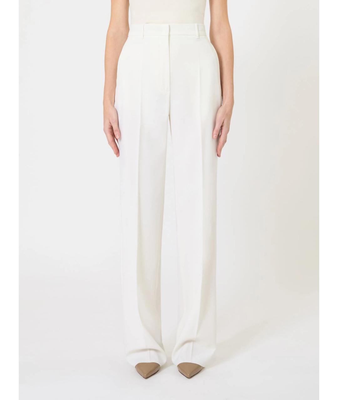 MAX MARA STUDIO Белые шерстяные прямые брюки, фото 3