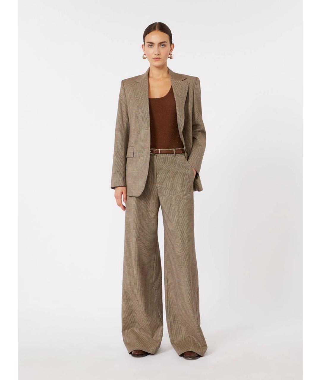 MAX MARA STUDIO Мульти шерстяные брюки широкие, фото 2