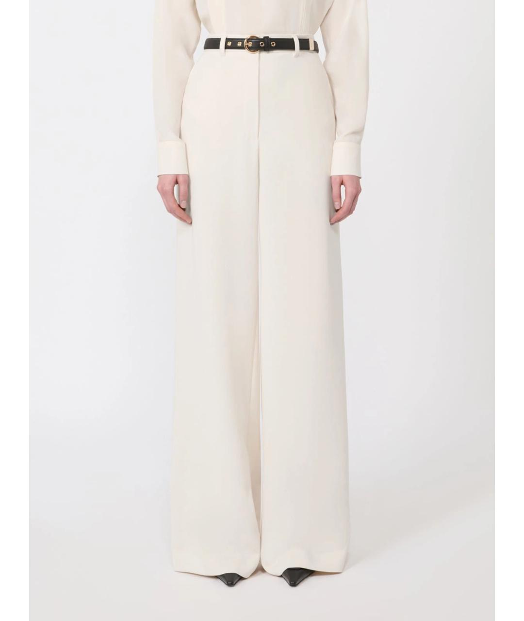 MAX MARA STUDIO Бежевые полиэстеровые брюки широкие, фото 3