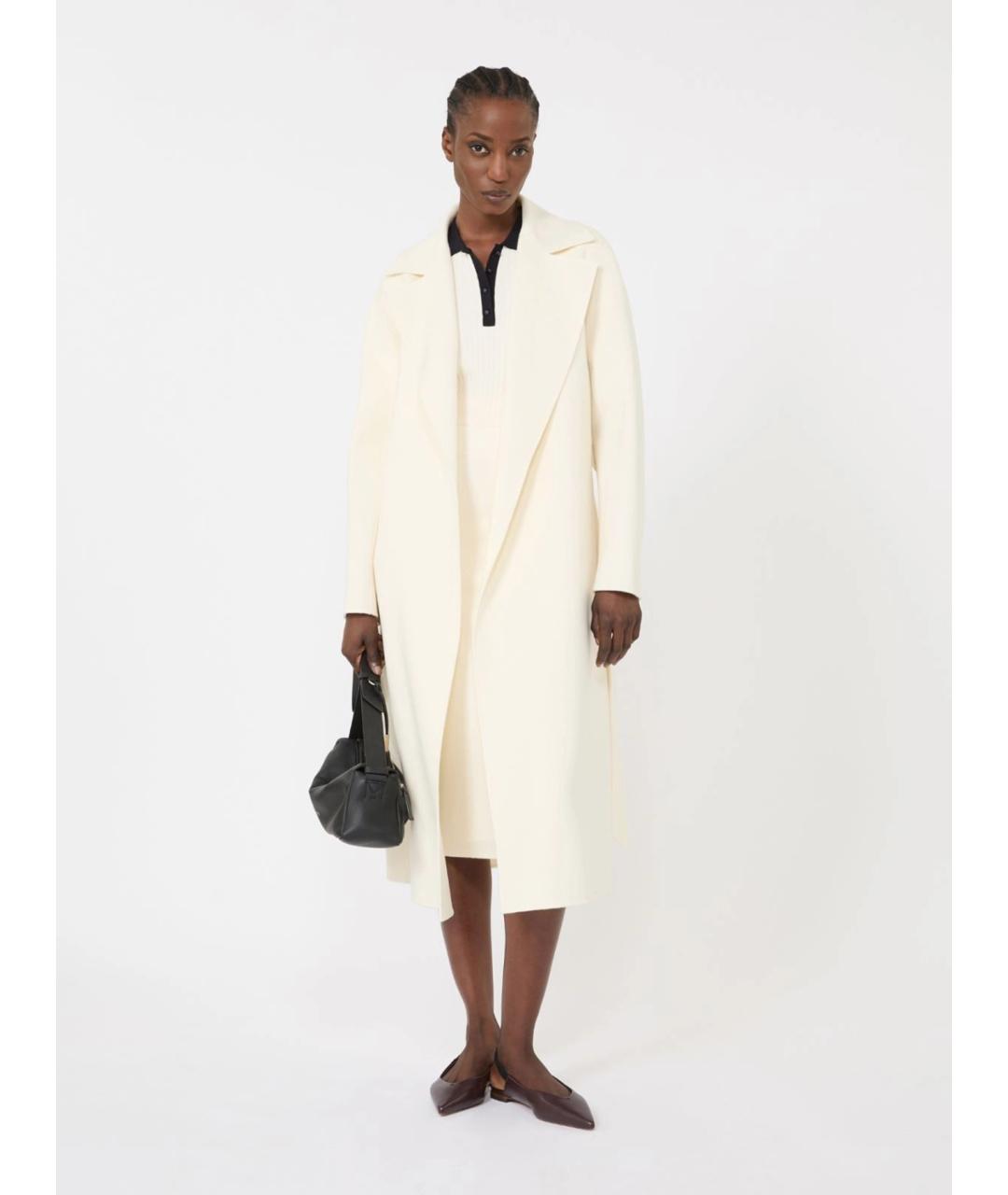 MAX MARA STUDIO Белое шерстяное пальто, фото 2