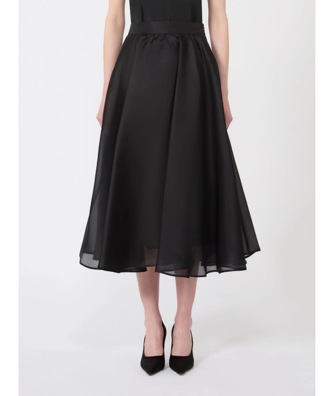 MAX MARA STUDIO Черная шелковая юбка миди, фото 3
