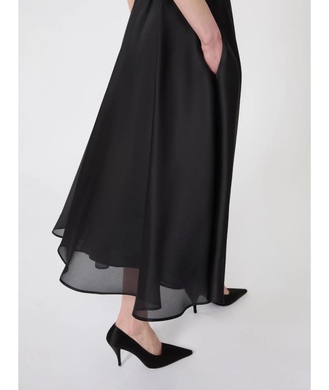 MAX MARA STUDIO Черная шелковая юбка миди, фото 5