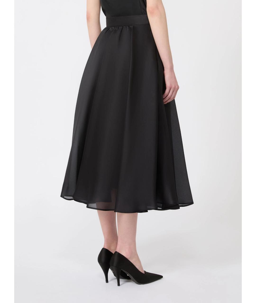 MAX MARA STUDIO Черная шелковая юбка миди, фото 4