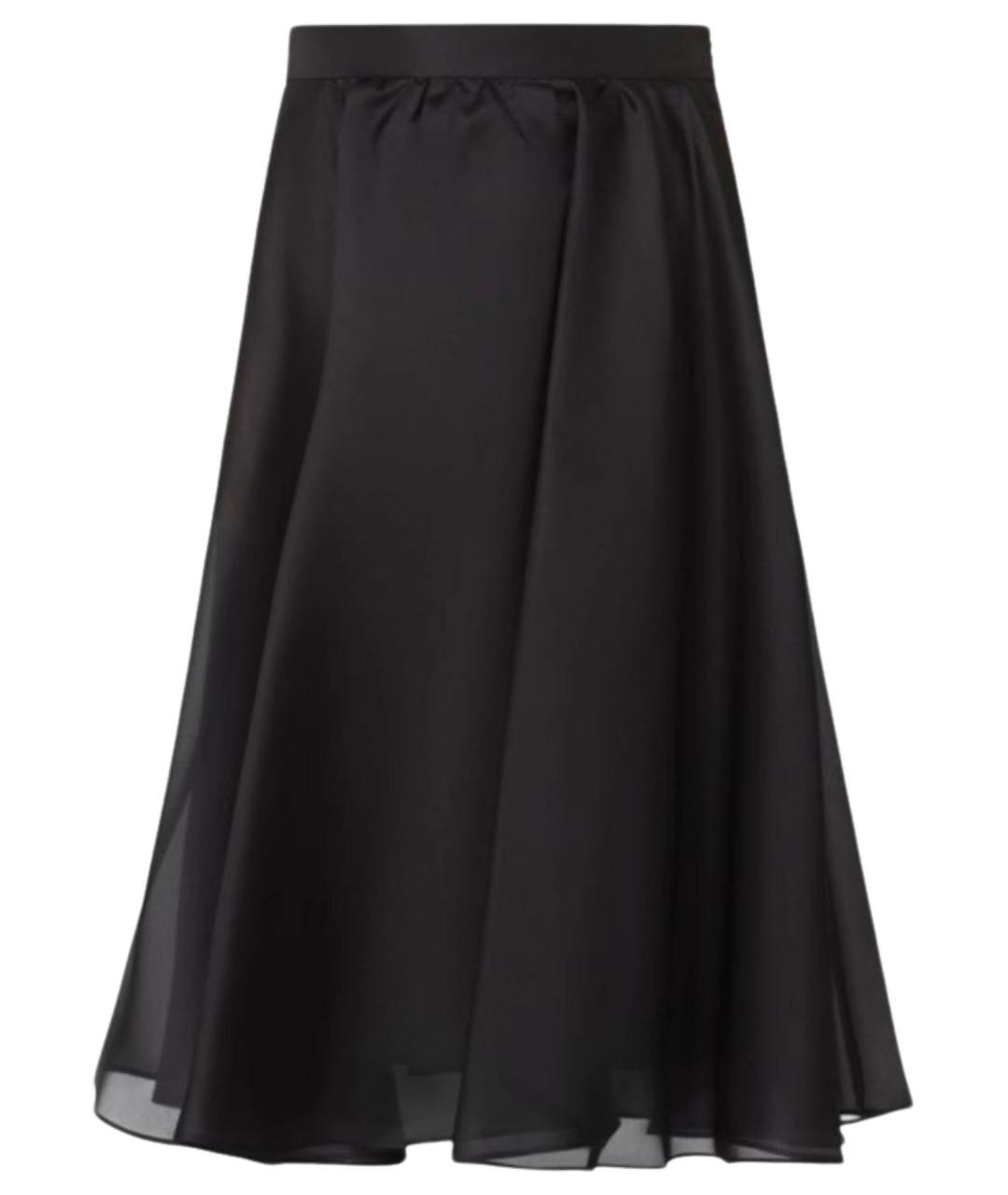 MAX MARA STUDIO Черная шелковая юбка миди, фото 1