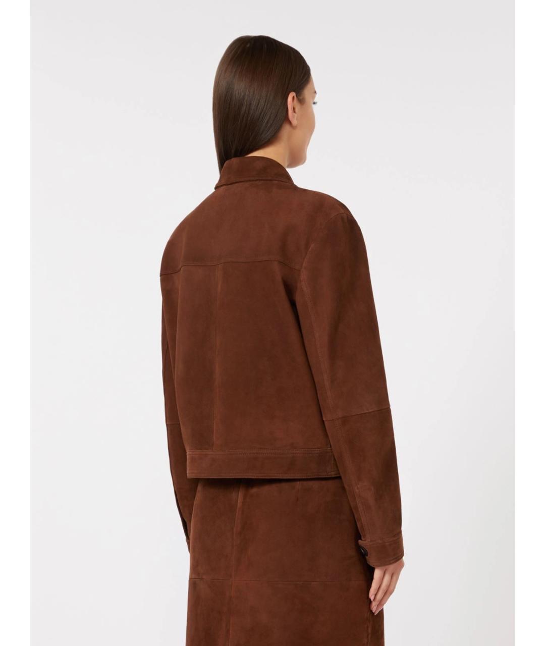 MAX MARA STUDIO Коричневая замшевая куртка, фото 4