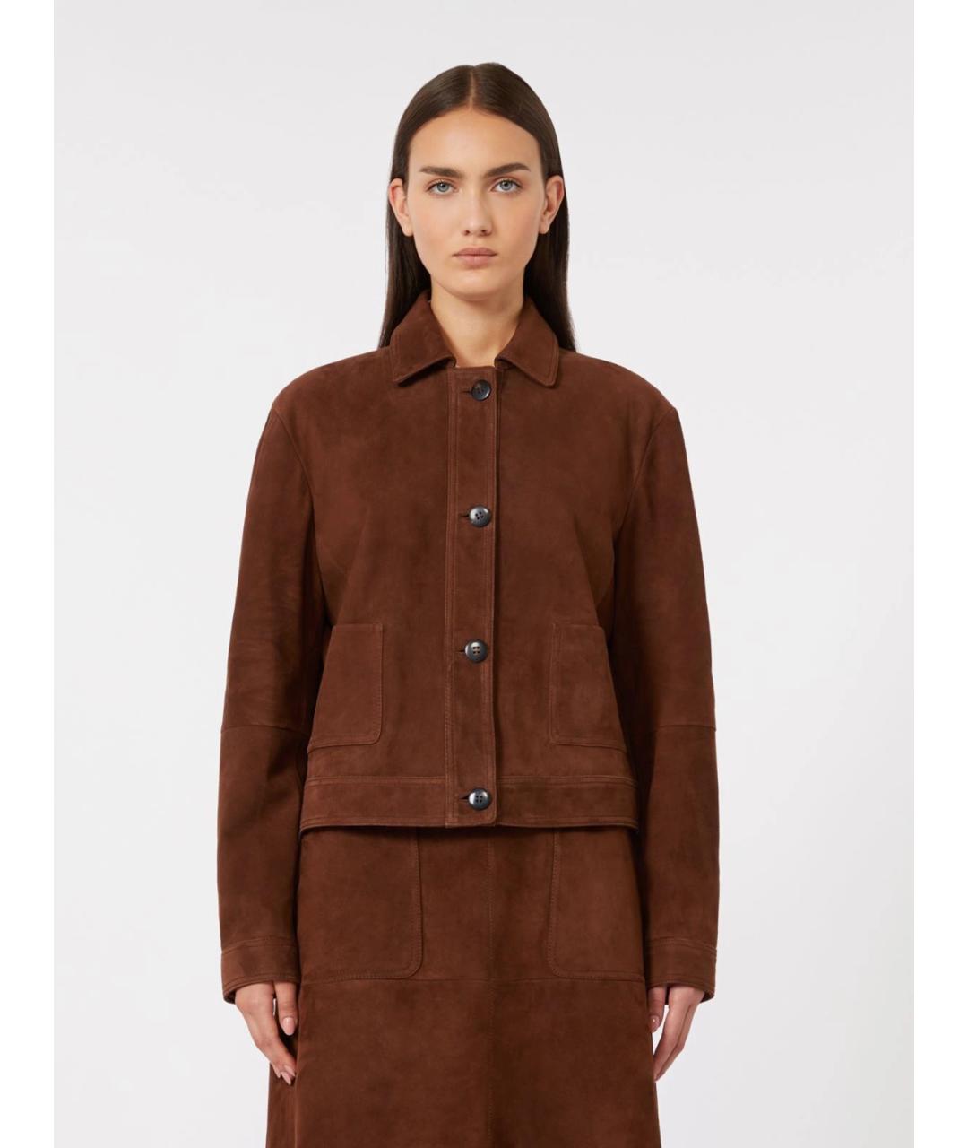 MAX MARA STUDIO Коричневая замшевая куртка, фото 3