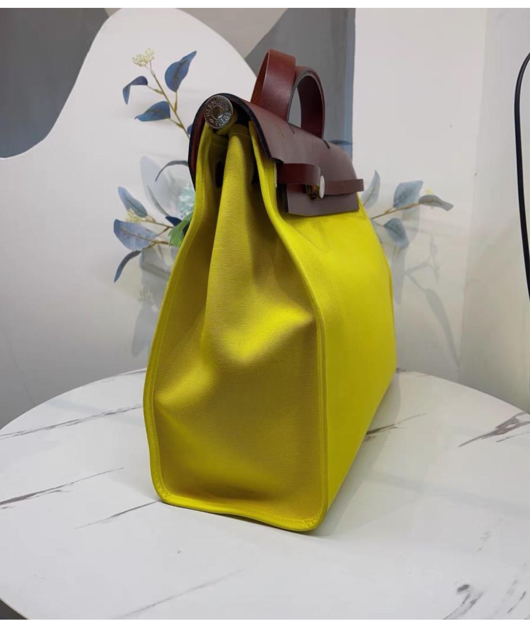 HERMES Желтая сумка с короткими ручками, фото 4