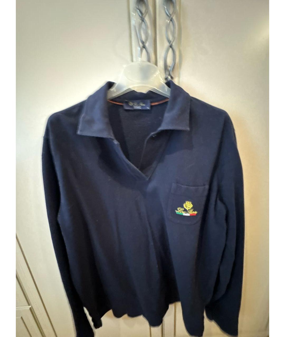 LORO PIANA Темно-синий хлопковый джемпер / свитер, фото 8