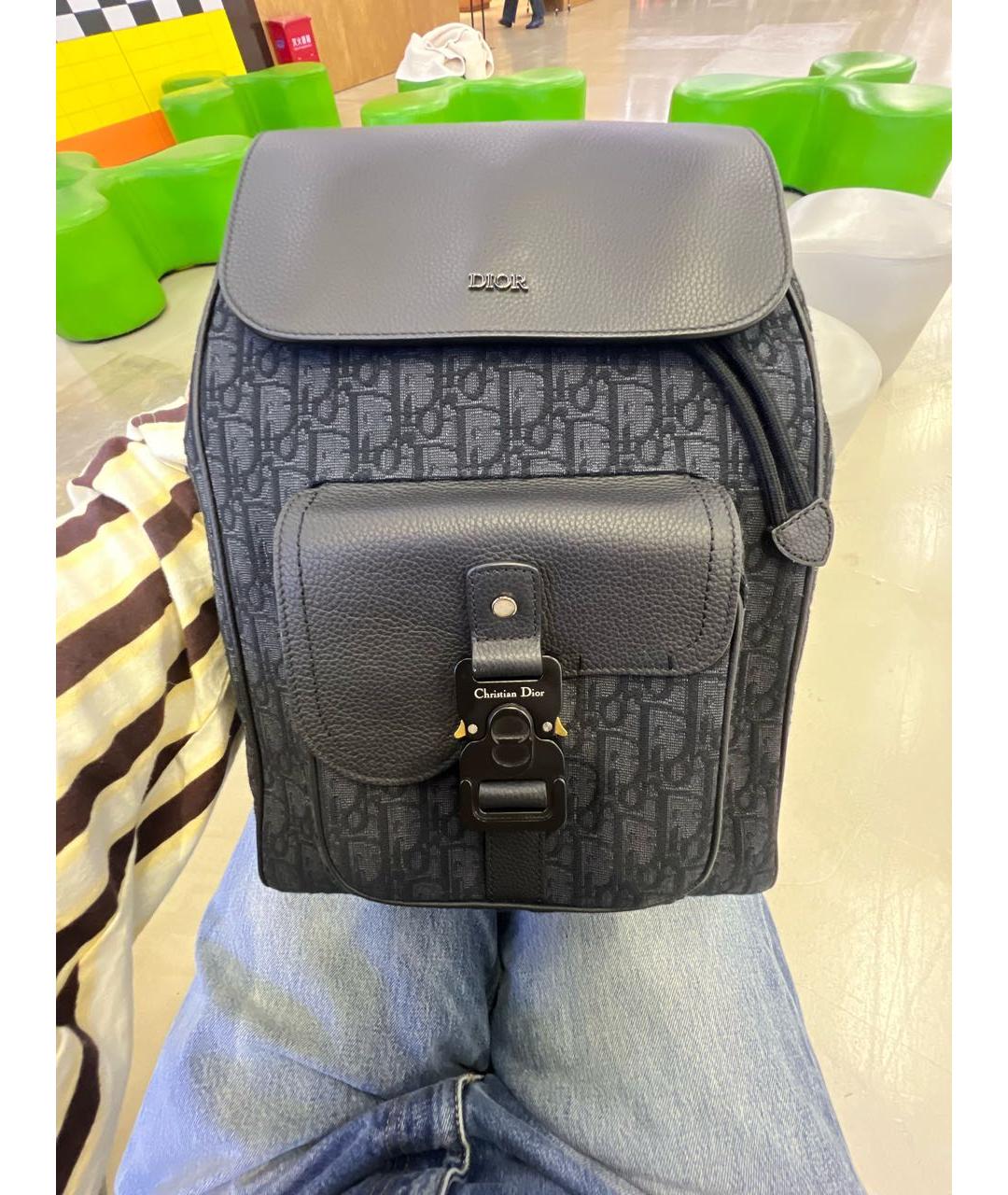 CHRISTIAN DIOR Темно-синий жаккардовый рюкзак, фото 8