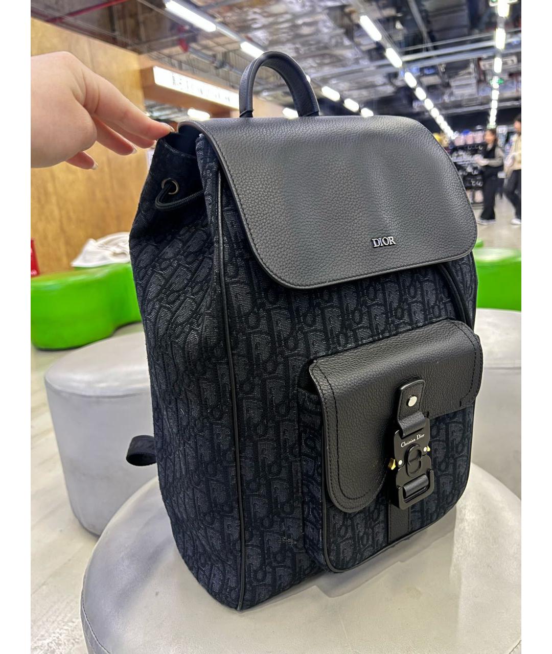 CHRISTIAN DIOR Темно-синий жаккардовый рюкзак, фото 2