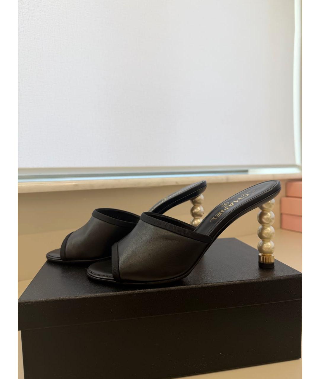 CHANEL Черные кожаные мюли, фото 8