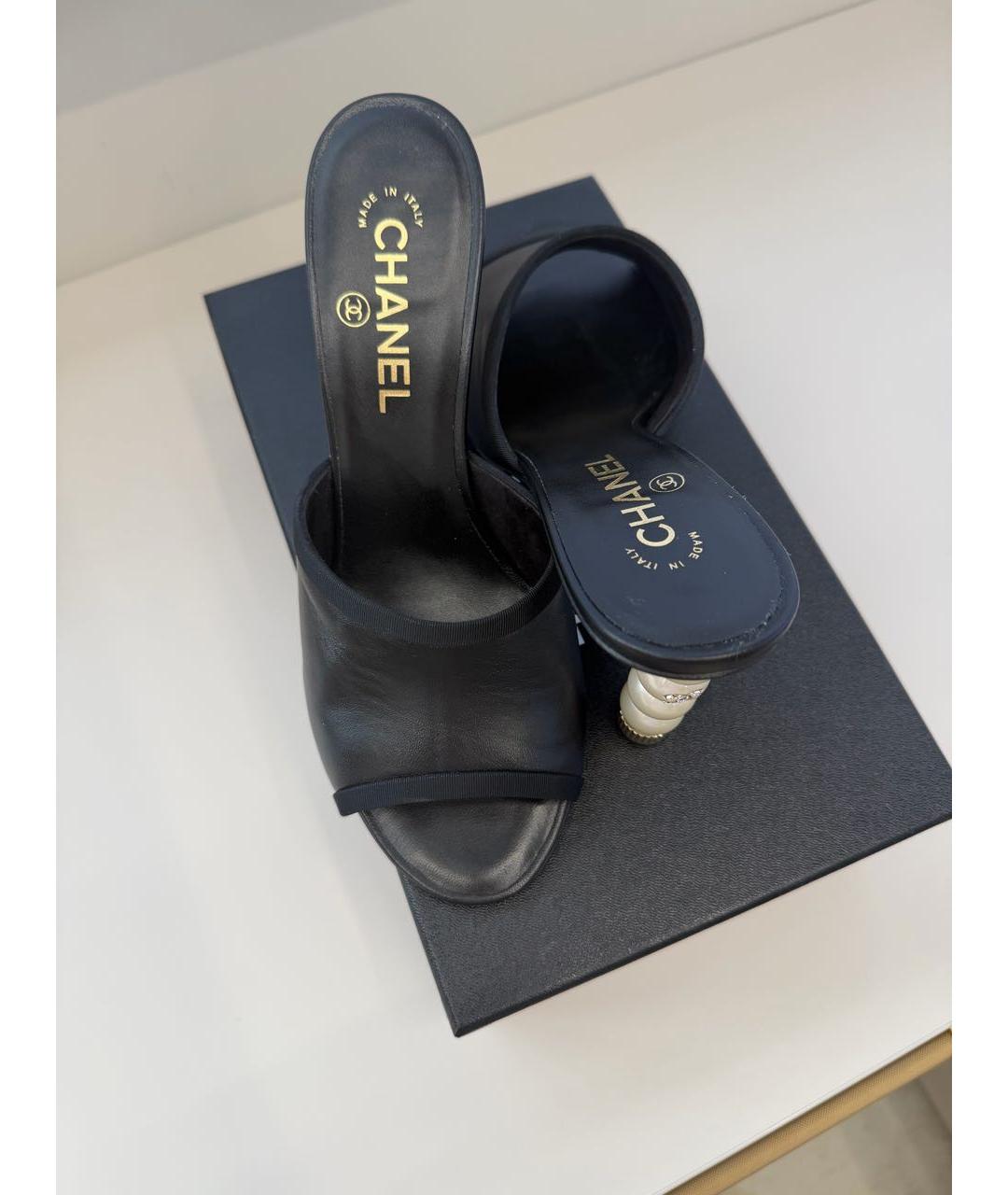 CHANEL Черные кожаные мюли, фото 4