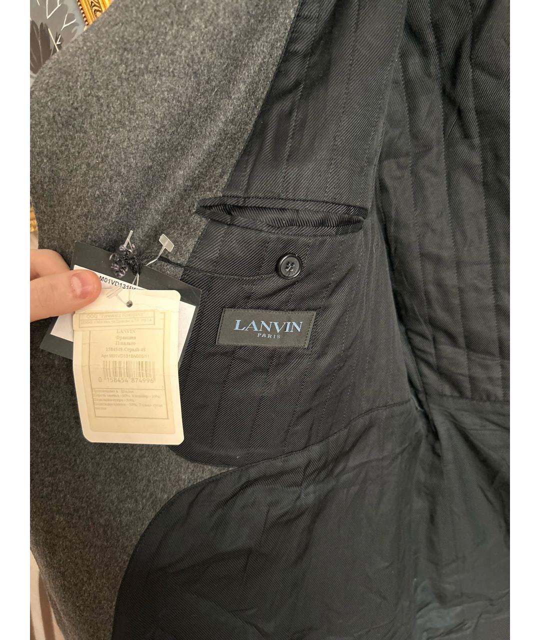 LANVIN Серое шерстяное пальто, фото 5