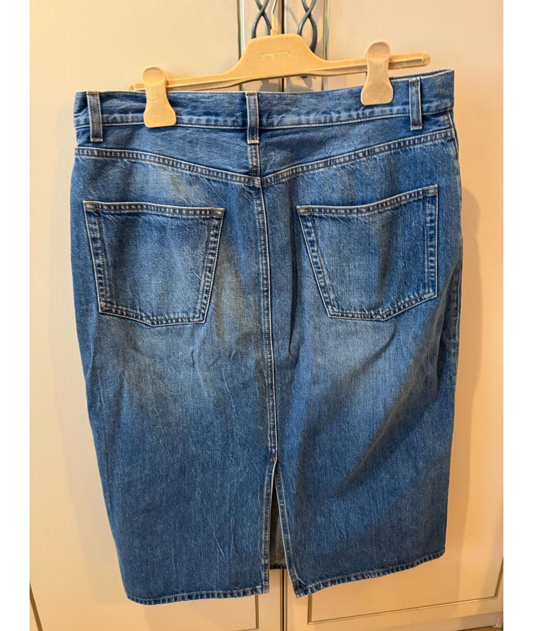 THE ROW Синяя хлопковая юбка миди, фото 2