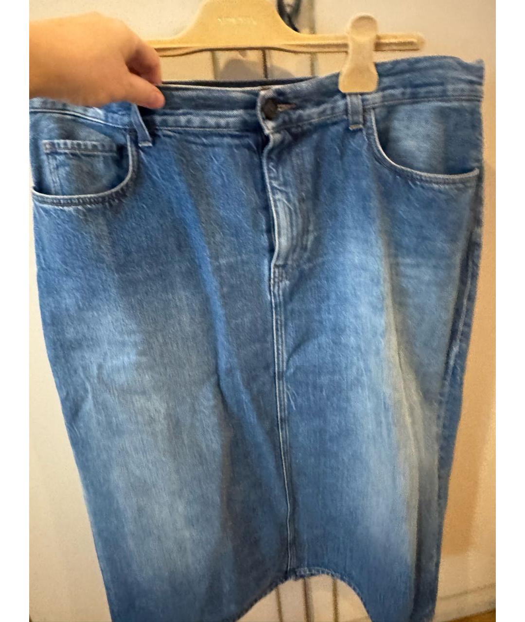 THE ROW Синяя хлопковая юбка миди, фото 5