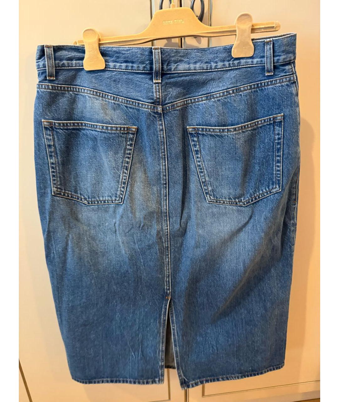 THE ROW Синяя хлопковая юбка миди, фото 4