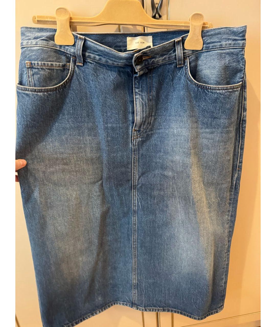 THE ROW Синяя хлопковая юбка миди, фото 8