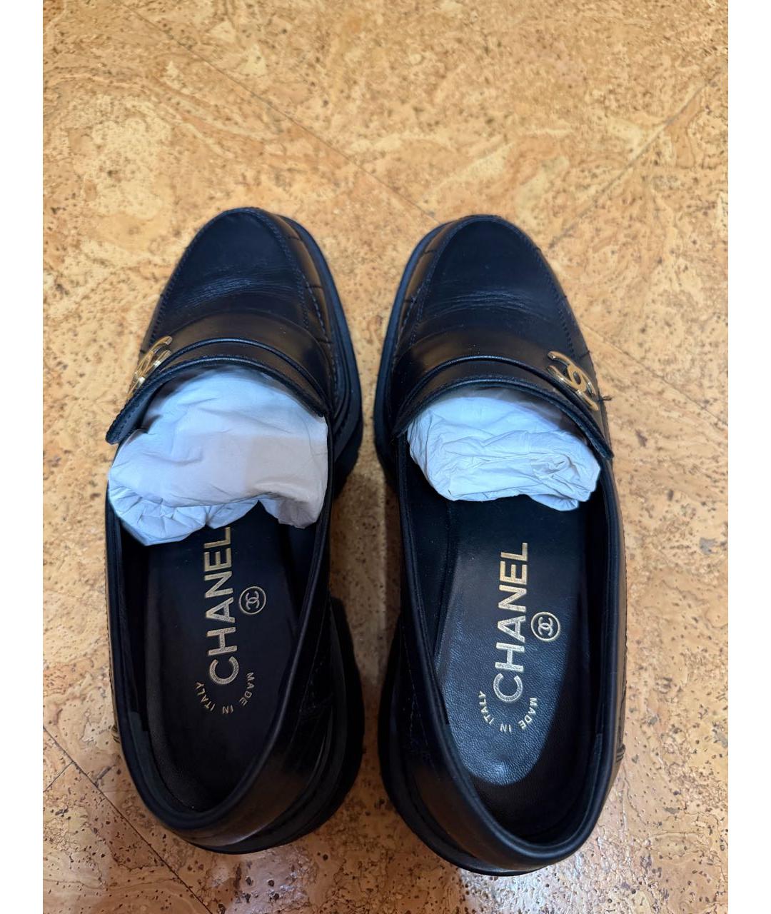 CHANEL Черные кожаные лоферы, фото 3