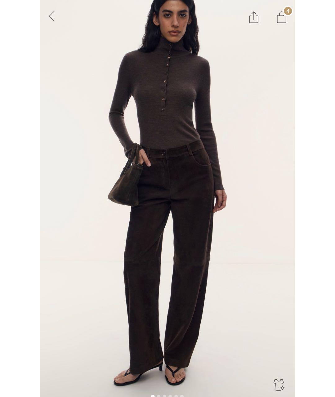 12 STOREEZ Коричневые замшевые прямые брюки, фото 4