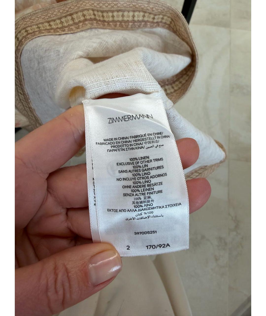 ZIMMERMANN Бежевое льняное коктейльное платье, фото 5