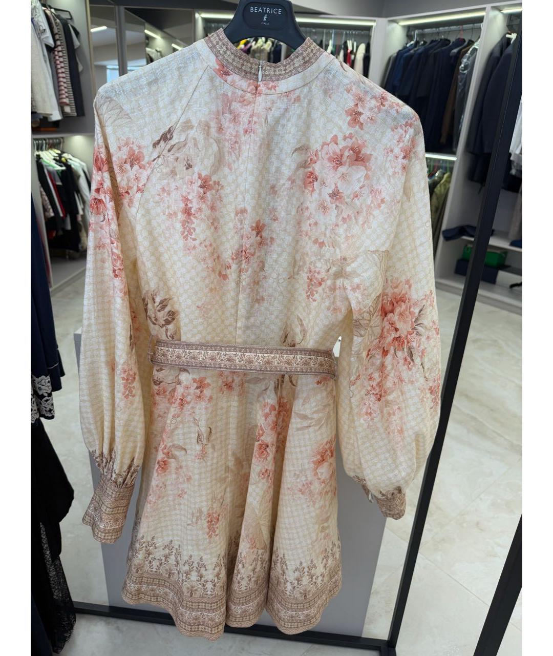 ZIMMERMANN Бежевое льняное коктейльное платье, фото 2