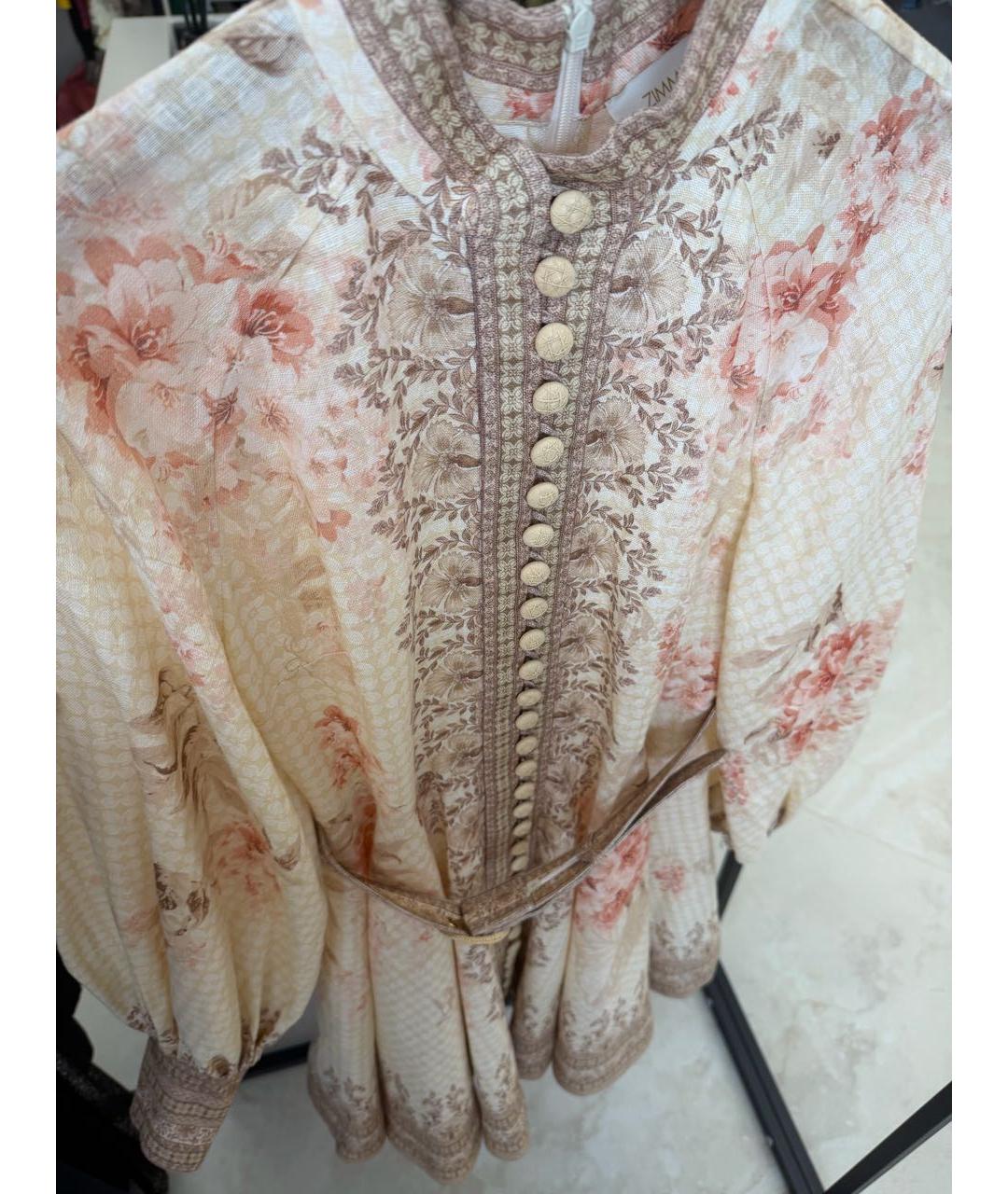 ZIMMERMANN Бежевое льняное коктейльное платье, фото 6
