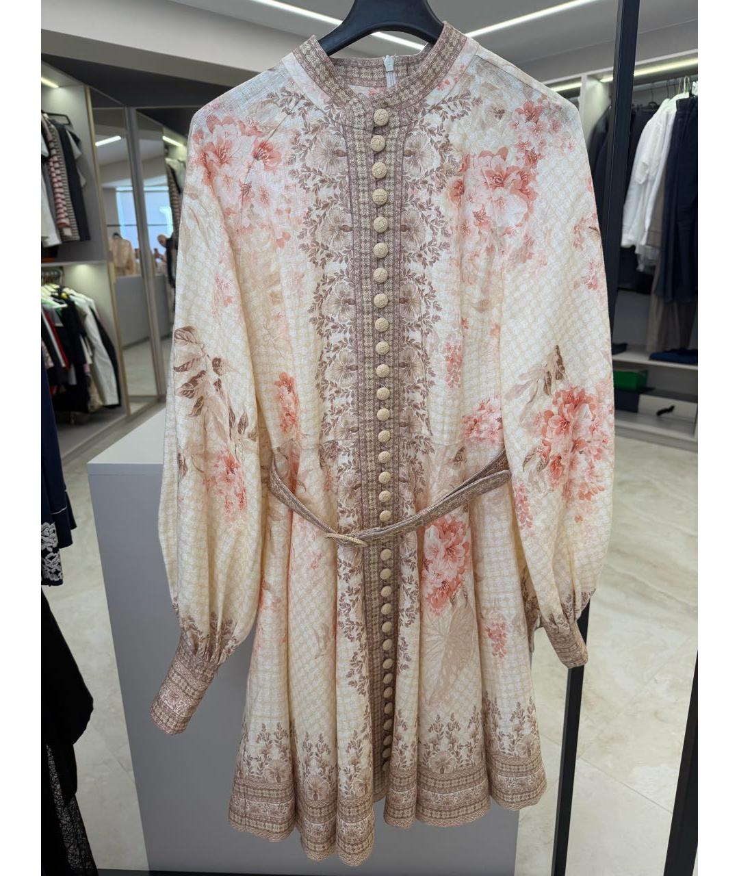 ZIMMERMANN Бежевое льняное коктейльное платье, фото 8