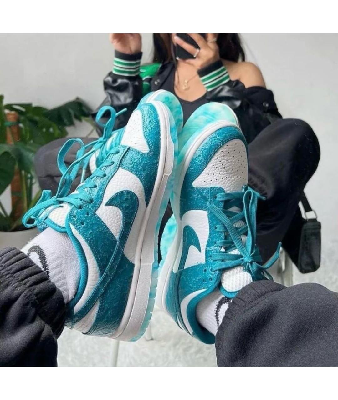 NIKE Синие кожаные кроссовки, фото 2