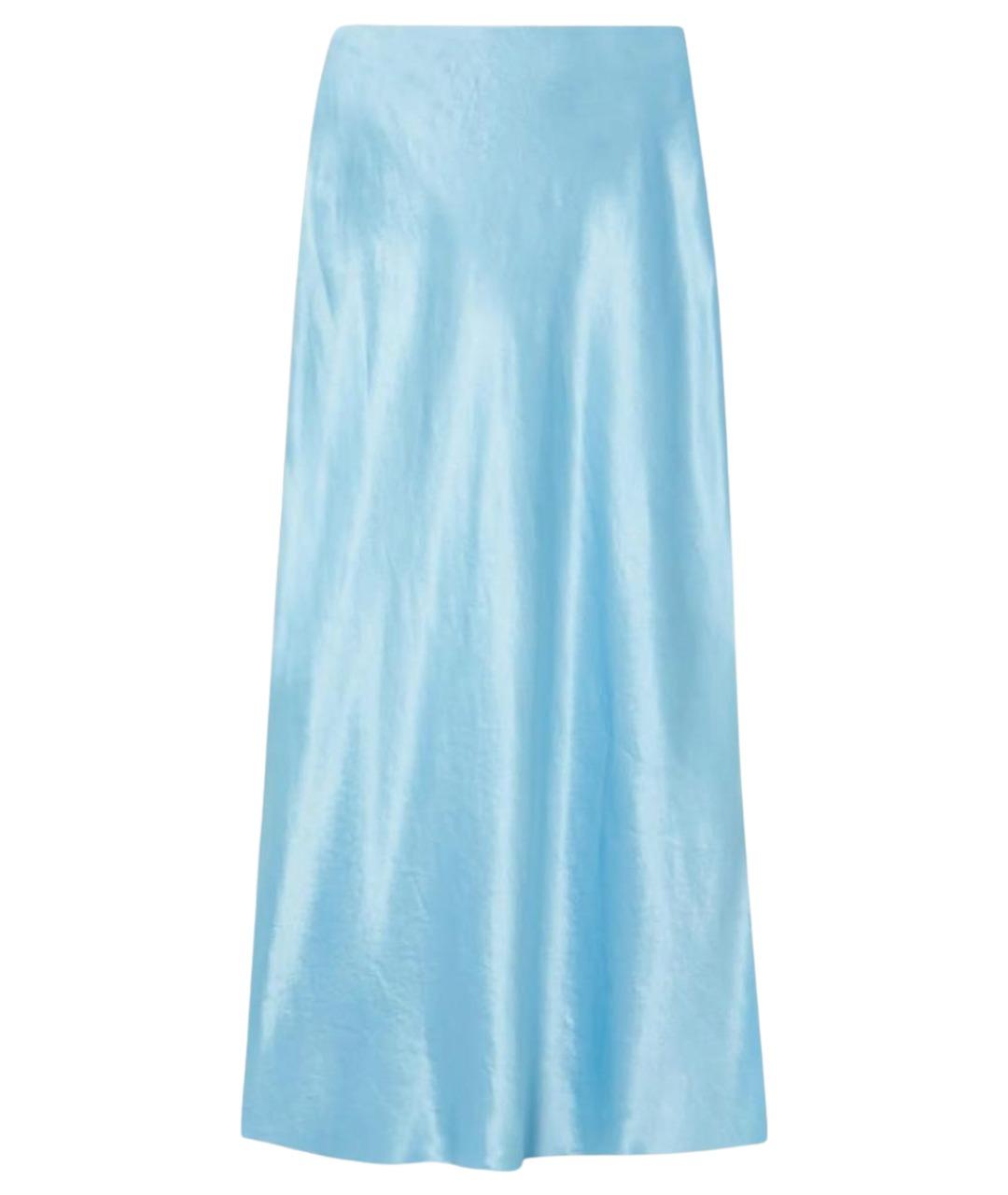 VINCE Голубая ацетатная юбка миди, фото 1