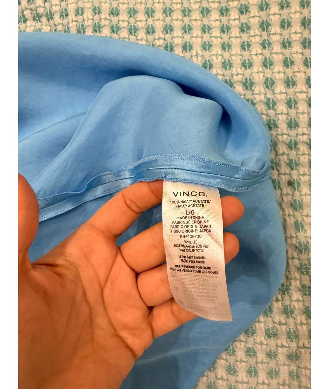 VINCE Голубая ацетатная юбка миди, фото 4