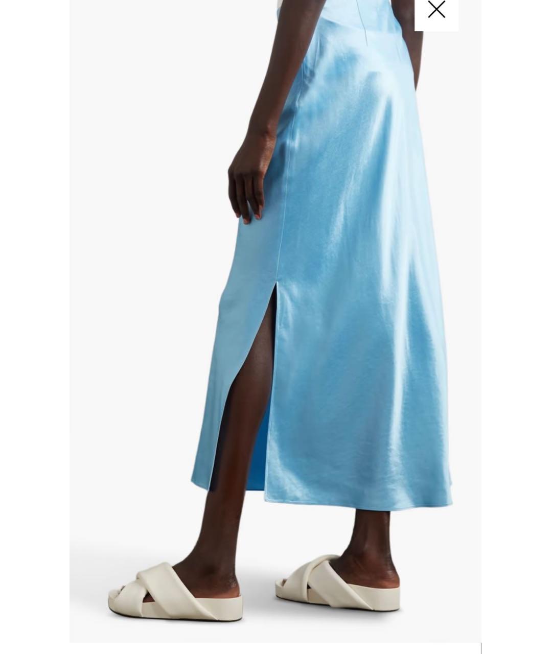 VINCE Голубая ацетатная юбка миди, фото 7