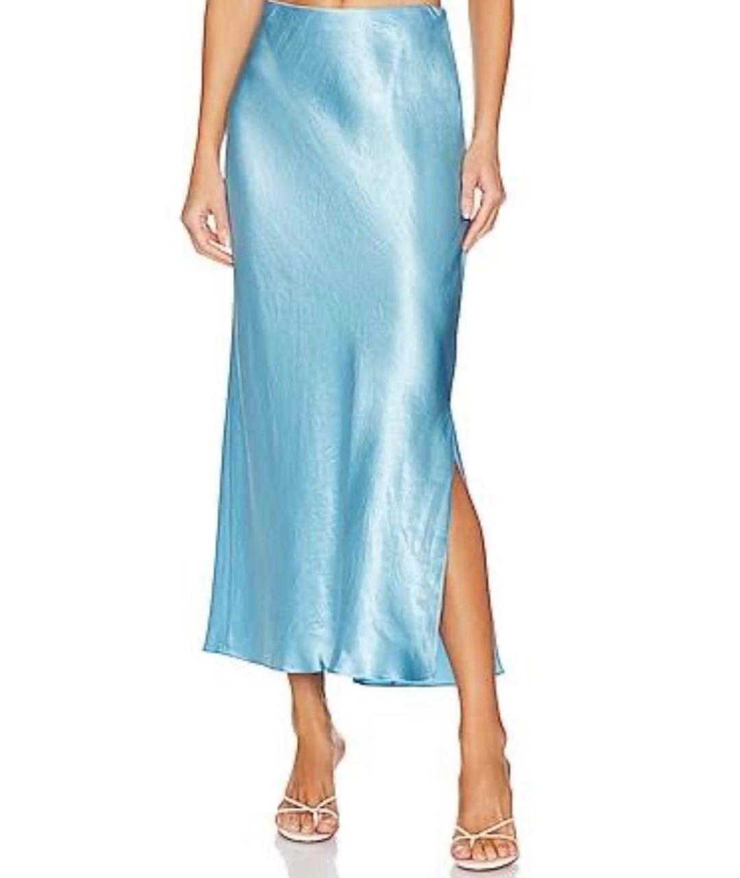 VINCE Голубая ацетатная юбка миди, фото 8