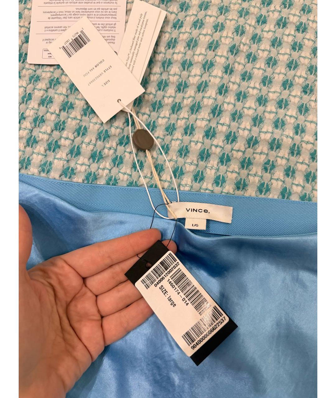 VINCE Голубая ацетатная юбка миди, фото 5