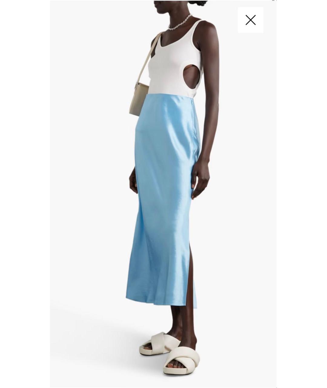 VINCE Голубая ацетатная юбка миди, фото 6