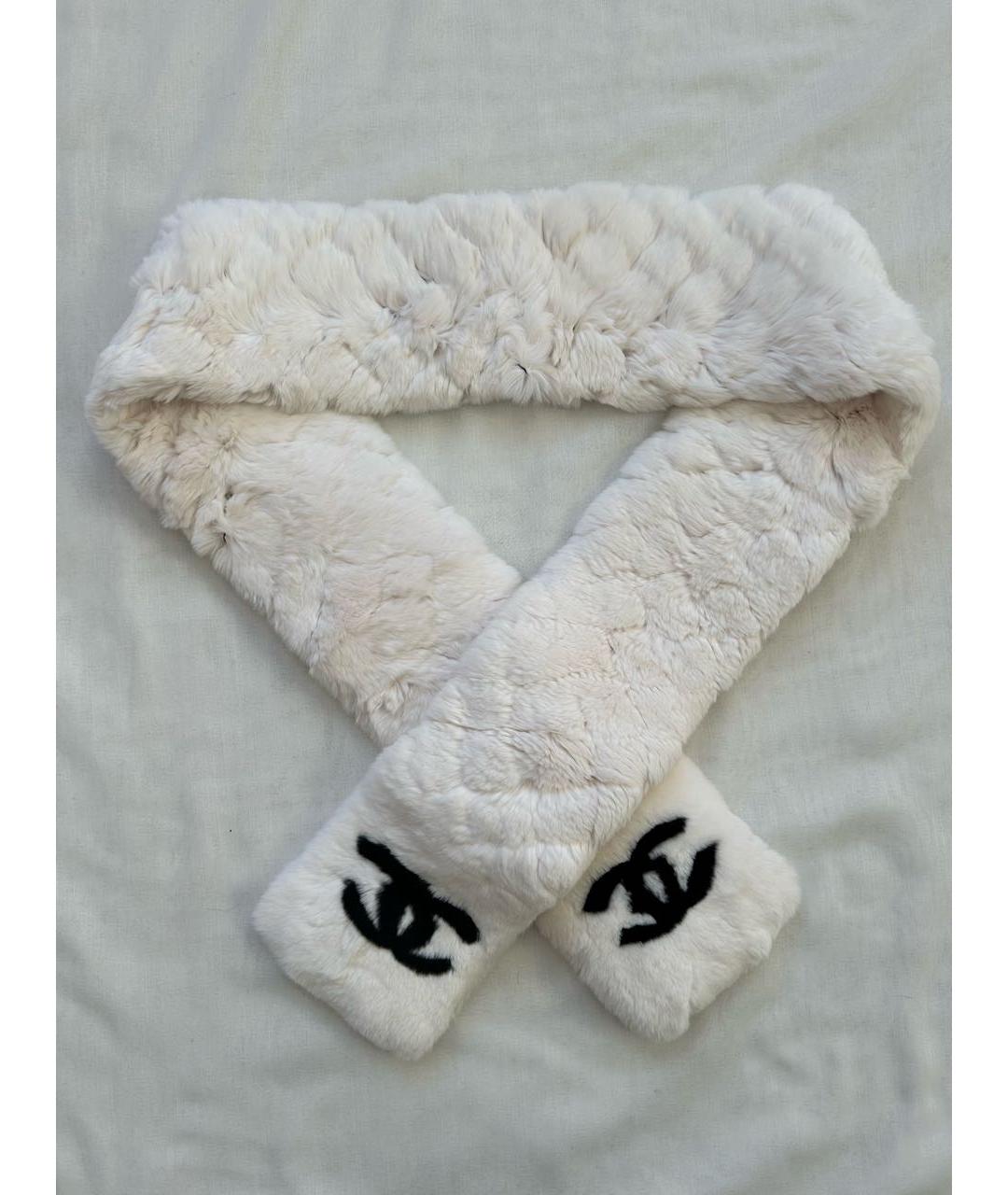 CHANEL Белый шарф, фото 5