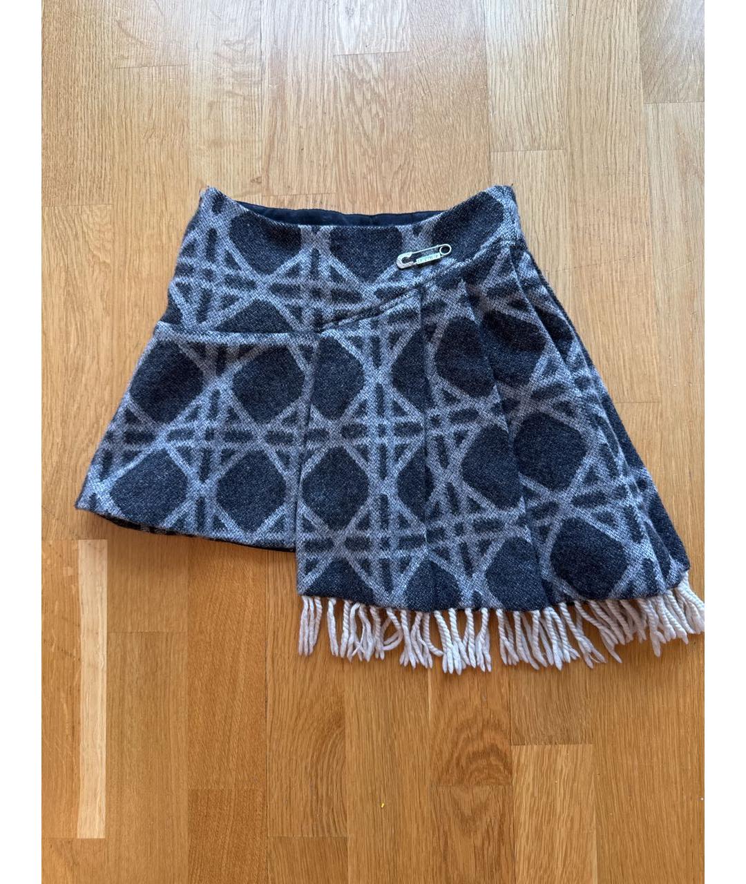 CHRISTIAN DIOR Серая шерстяная юбка, фото 9