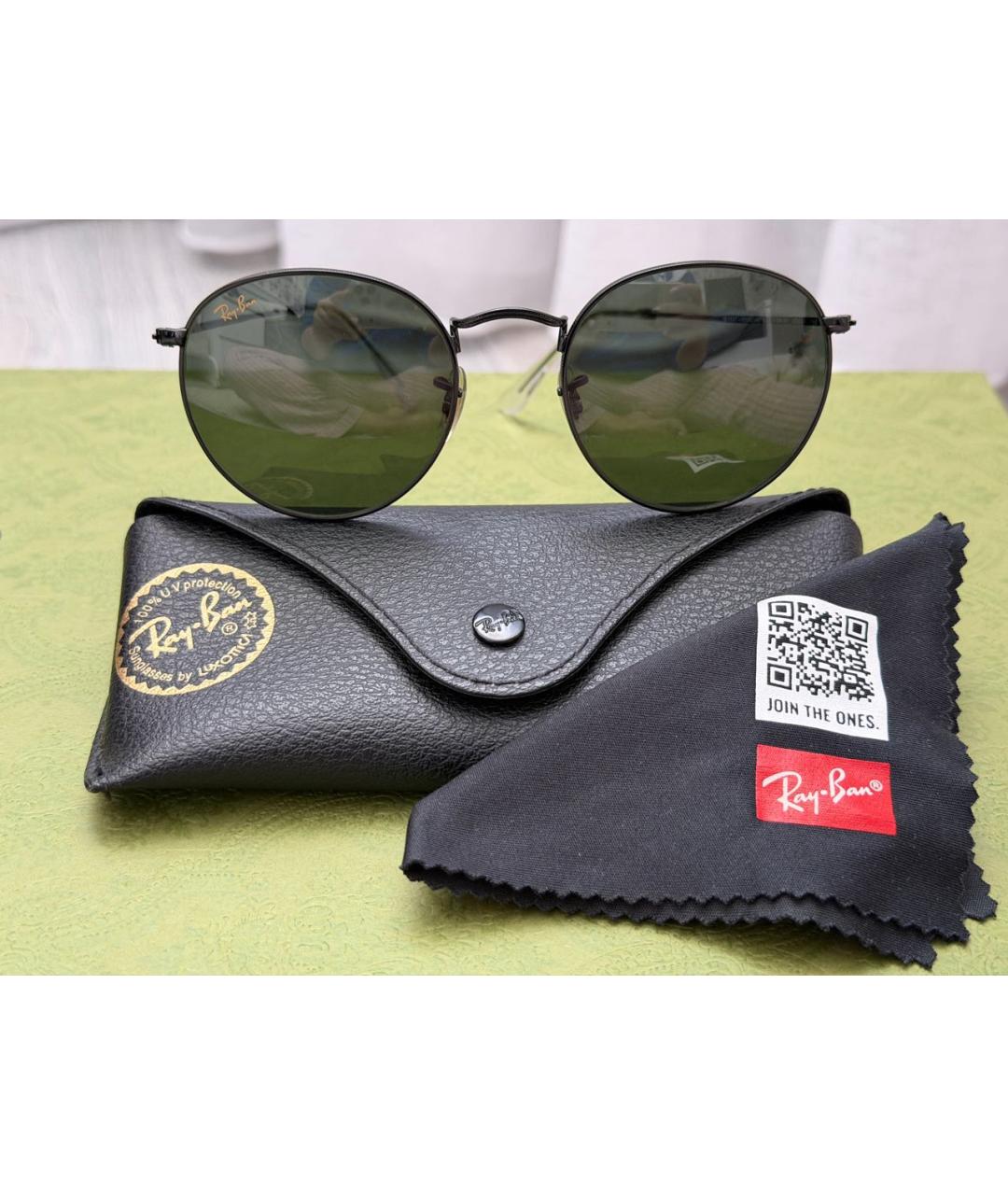 RAY BAN Черные металлические солнцезащитные очки, фото 3