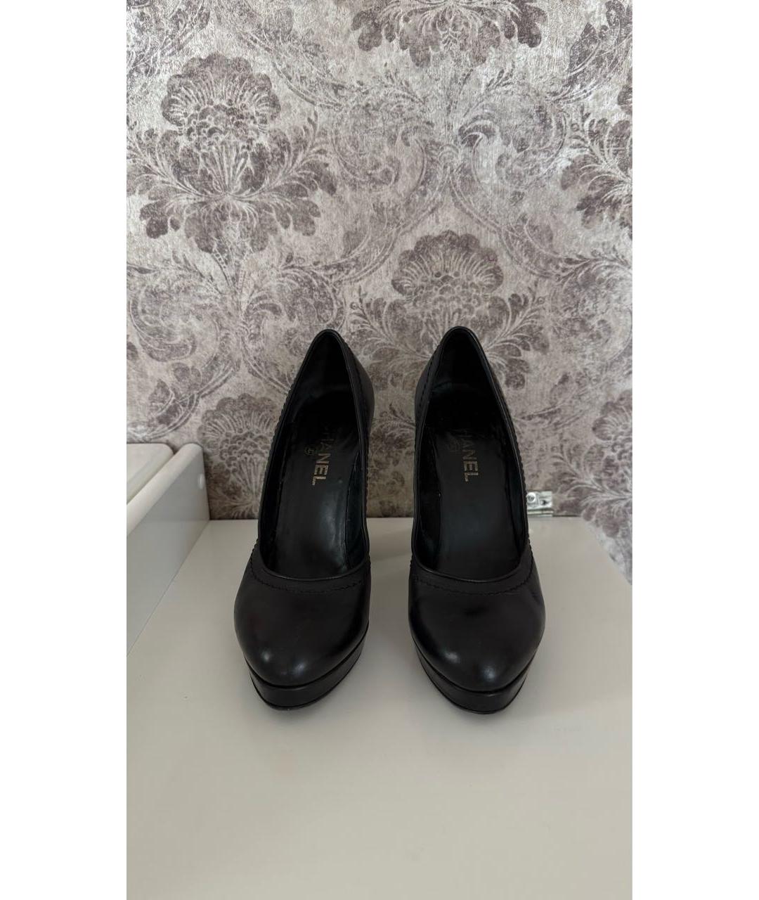 CHANEL Черные кожаные туфли, фото 2