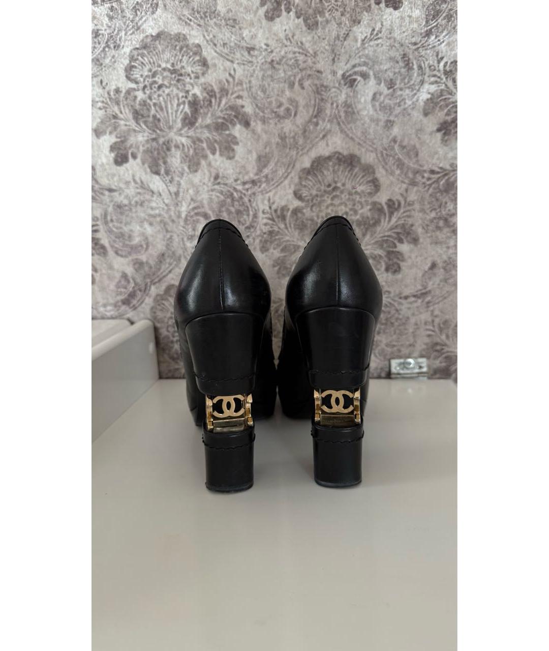 CHANEL Черные кожаные туфли, фото 4