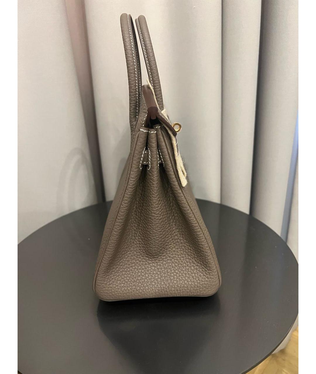 HERMES Бежевая кожаная сумка с короткими ручками, фото 2